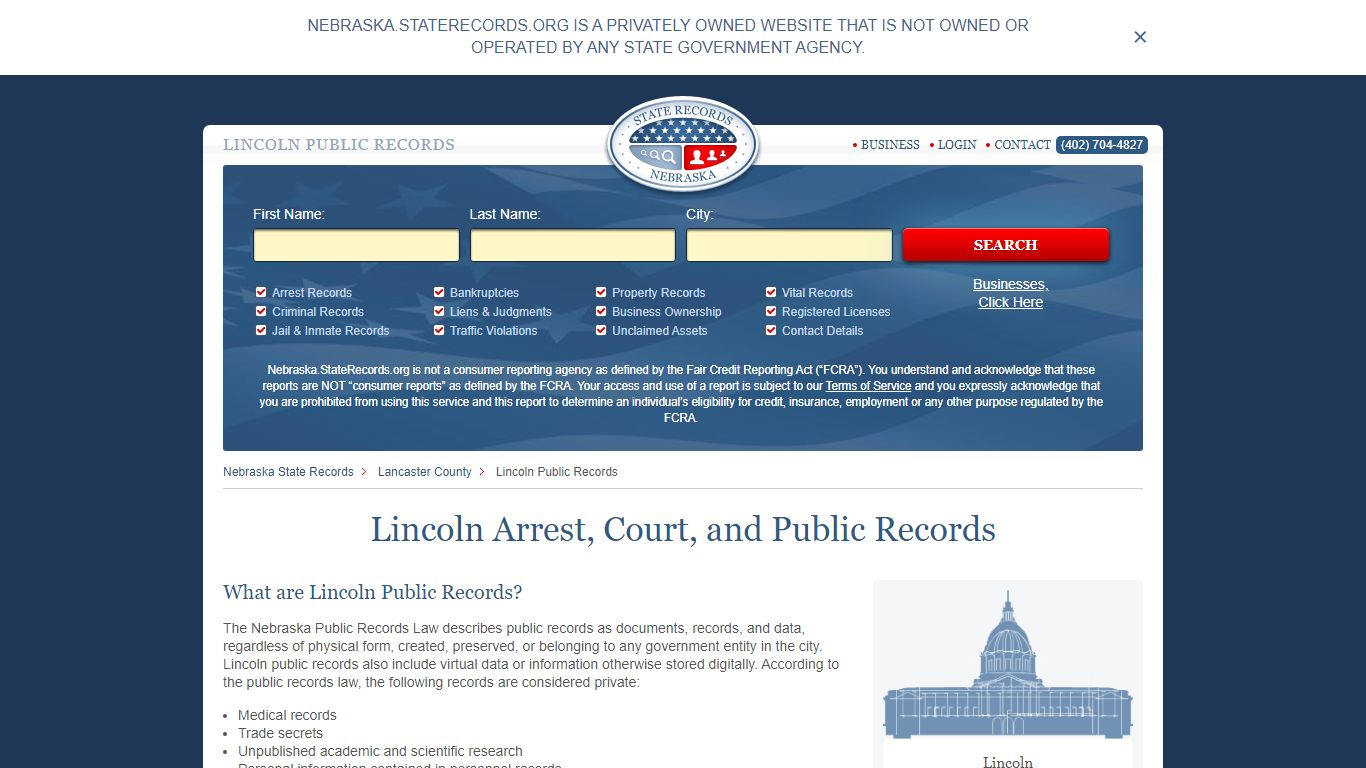 Lincoln Arrest and Public Records | Nebraska.StateRecords.org